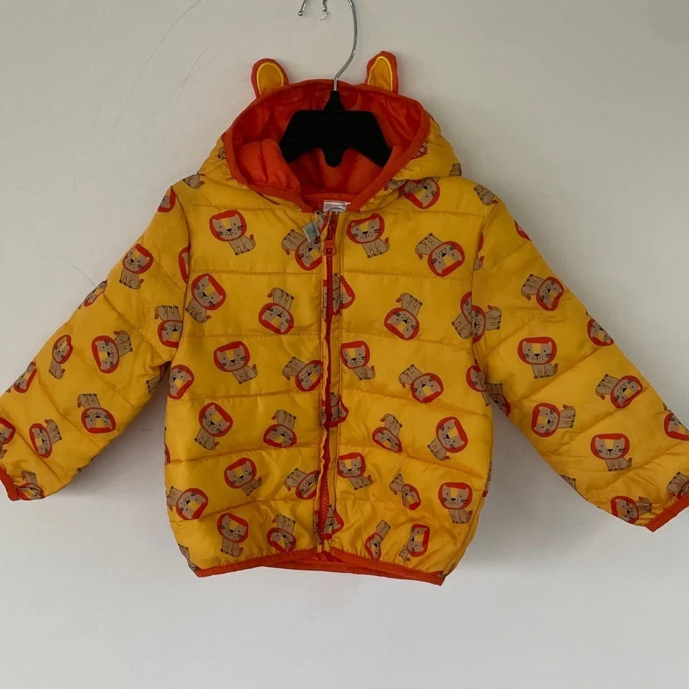 Robeez Ro + Me Yellow Orange Coat Jacket Lion Print Size 24 Months